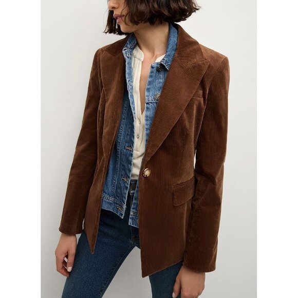 Veronica Beard Reagan Corduroy Dickey Jacket Dark Cocoa 4 - Picture 2 of 16